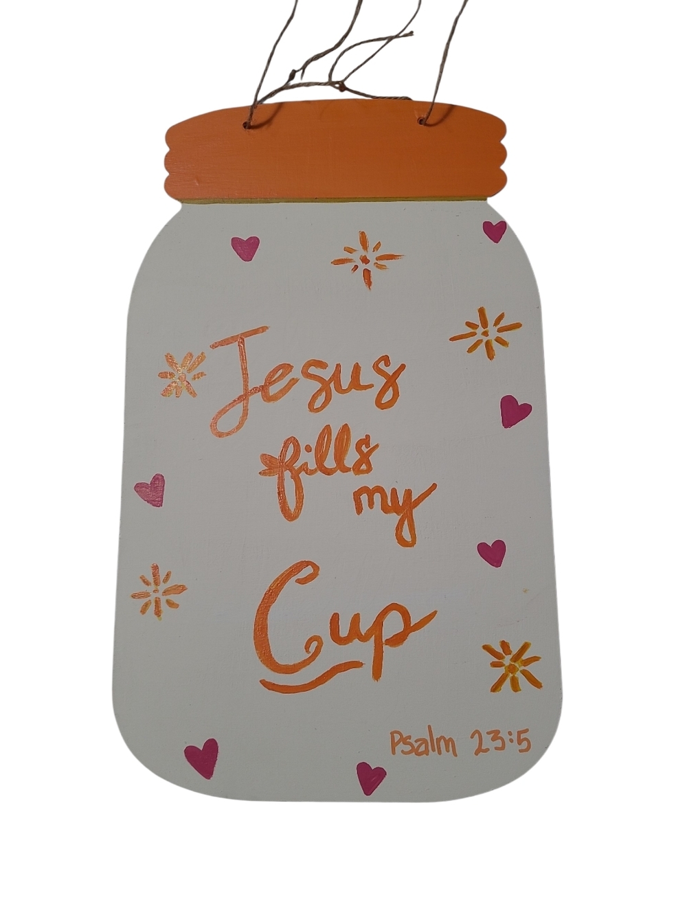 Handpainted "Jesus Fills My Cup" Mason Jar Wooden Sign